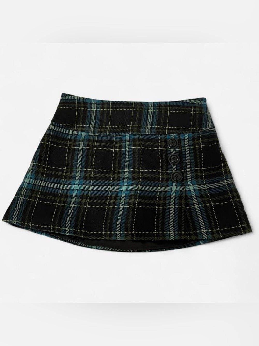vintage blue and green plaid mini skirt
